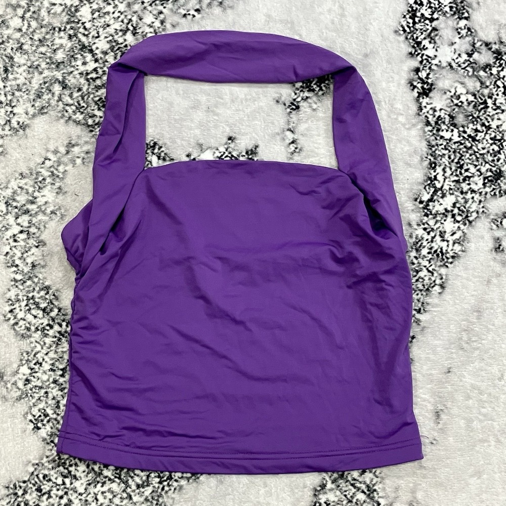 ForeFair‎ Top Women Size Small Purple Crop Halter Minimalist Stretch